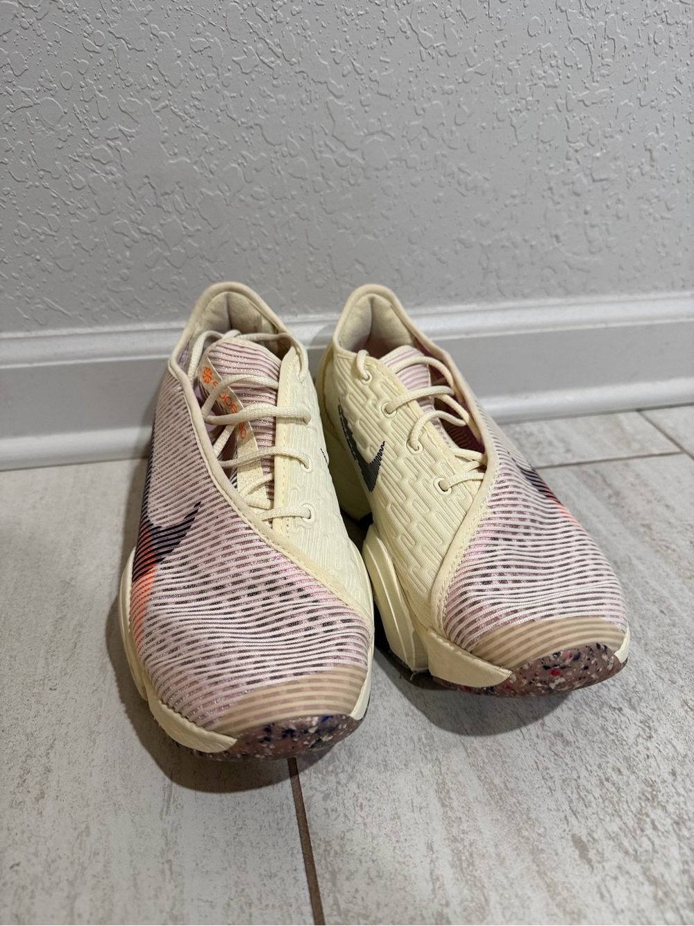 Nike Women's Cream and Pink Performance Running Shoes